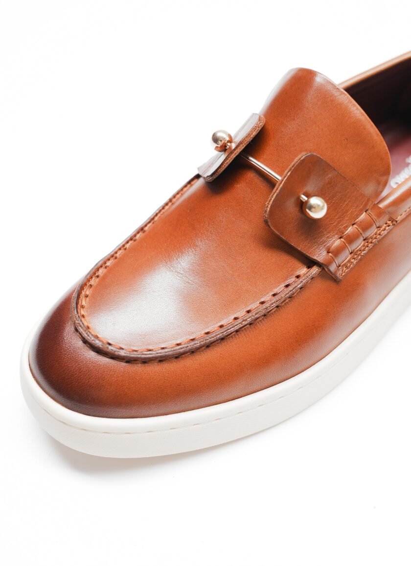 BROWN LEATHER LOAFERS SHOES - Image 5