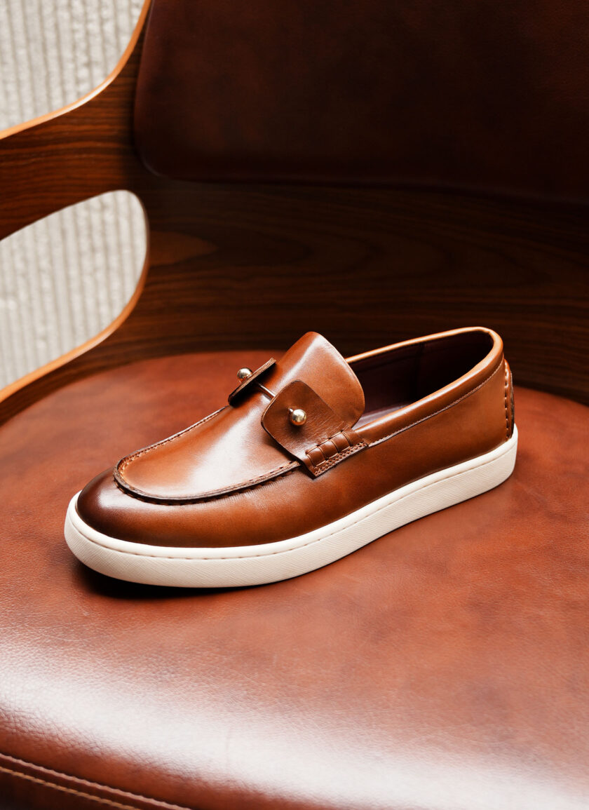 BROWN LEATHER LOAFERS SHOES - Image 3