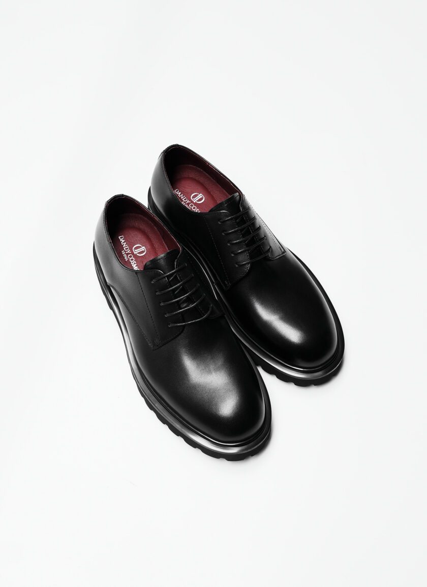 REAL LEATHER SHOES PLAIN BLACK - Image 4